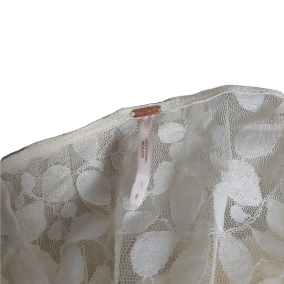 Free People Cream Floral Pattern Lace Dress Size 8 Skater Girl Lined Half Sleeve - Picture 5 of 11